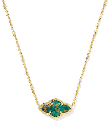 KENDRA SCOTT- Abbie Gold Short Pendant Necklace in Bronze Veined Magnesite